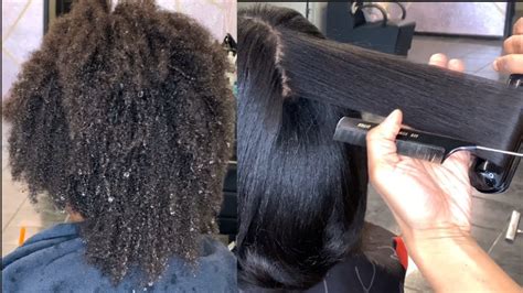 Silk Press And Trim On 4b Hair Natural Hair Silk Press Youtube