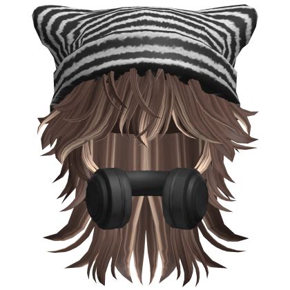 Wolf Cut Hair W Y K Headphones Beanie Blonde Brown Roblox