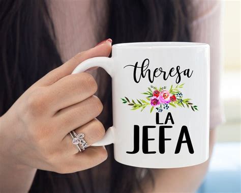 Personalized La Jefa Mug Floral Design