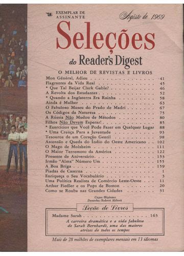 Sebo do Messias Revista Seleções do Reader s Digest Ano 1969 Agosto