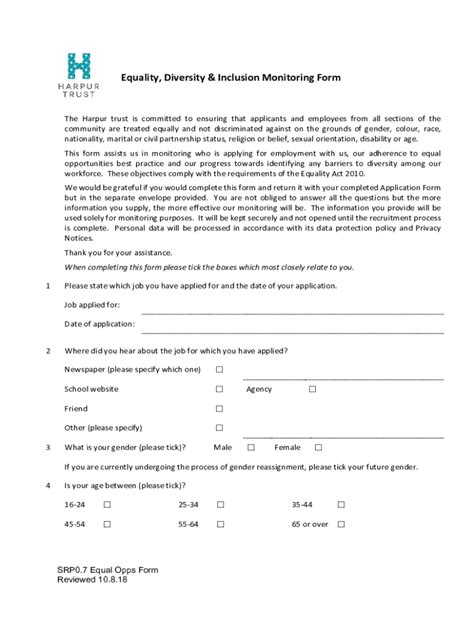 Fillable Online Equal Opportunities Monitoring Form V33 30 Oct 13 Fax Email Print Pdffiller