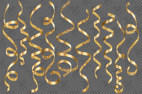 Gold Glitter Ribbon Clipart By Digital Curio | TheHungryJPEG