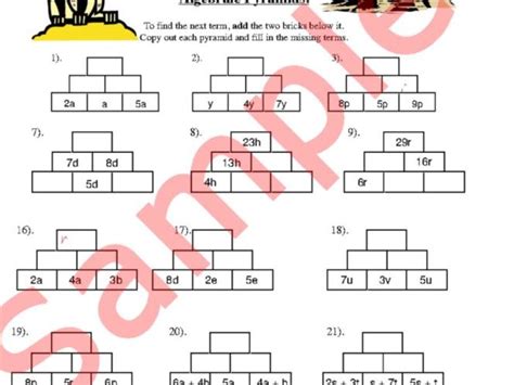 Algebra Expression Pyramids Teaching Resources