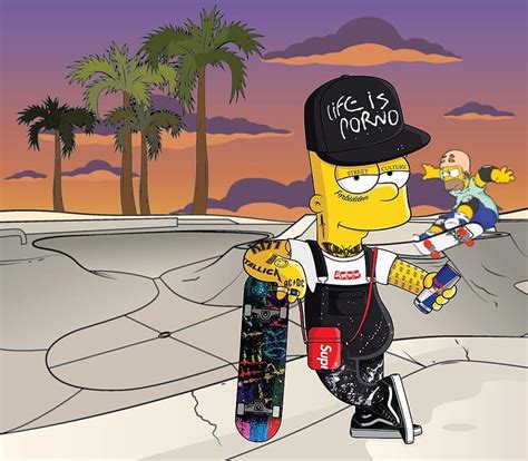 Bart Simpson Skateboarding Drawing