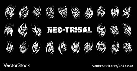 Neo Tribal Shapes Y2k Trend Gothic Abstract Vector Image