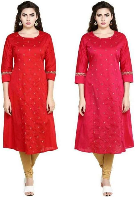 Buy Prettify Women Red Embellished Pack Of 2 Kurta Set Online At Best