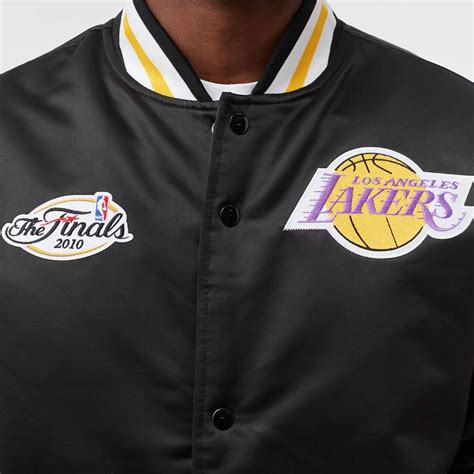 Full Snap Satin Black Champ City Los Angeles Lakers Jacket Jackets