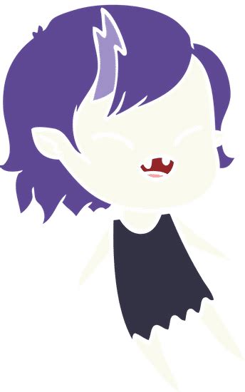 Flat Color Style Cartoon Laughing Vampire Girl Floating 素材 Canva可画