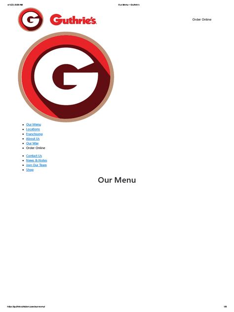 Our Menu - Guthrie's | PDF | Menu | French Fries