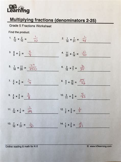 Fractions Practice Worksheet With Answers