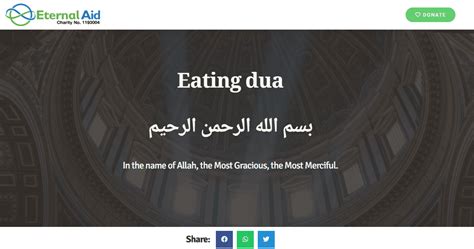 Eating Dua - Eternal Aid Charity