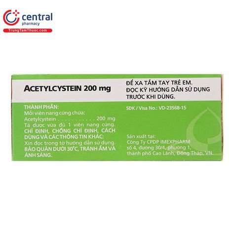 Thuốc viên Acetylcystein 200mg VNA Imexpharm làm loãng đờm nhầy quánh