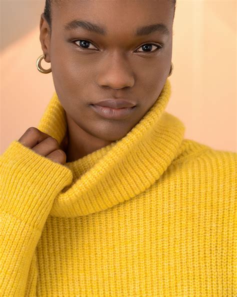 Oversized Turtleneck Sweater Tm A Yellow Tailor Made Knitwear