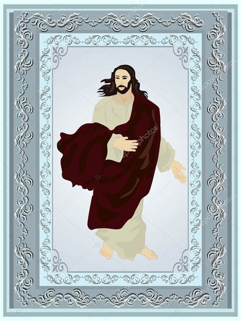 Decorated Frame With Jesus Christ — Stock Vector © Alliesinteract 2840254