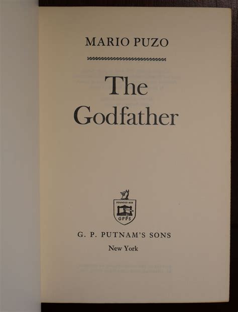 The Godfather Signed By Mario Puzo 1969 First Edition First Printing Signed By Author S