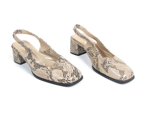 S A L E 90s Snakeskin Slingback Heels 8 5 Etsy Slingback Heel