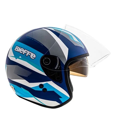 Capacete Aberto Bieffe Allegro Vtr Branco Azul Oculos Solar Shopee