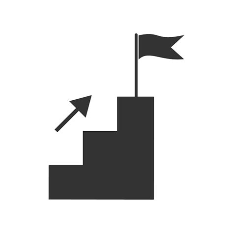 Premium Vector Goal Success Icon Ladder And Flag Illustration Symbol