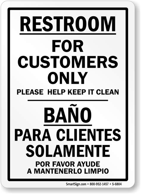 Bilingual Restroom For Customers Only Sign Sku S 6804