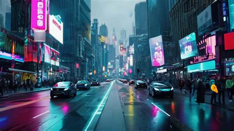 Futuristic Dark Cyberpunk City Technology Dystopia Streets Cars