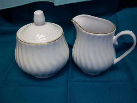 White w/Gold Trim Creamer & Sugar Bowl Set - American Party ...