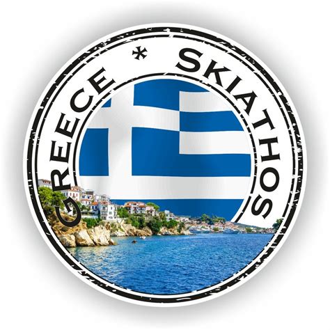 Greece Skiathos Island Seal Sticker Round Flag For Laptop Book Fridge