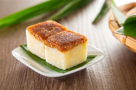 Kuih Bingka Ubi Traditional Malaysian Nyonya Dessert Sweet Cake Stock