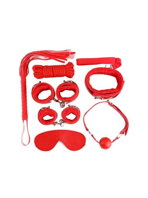 Kit Bondage Para Principiantes De 7 Piezas Sex Shop Ofertas Color Rojo