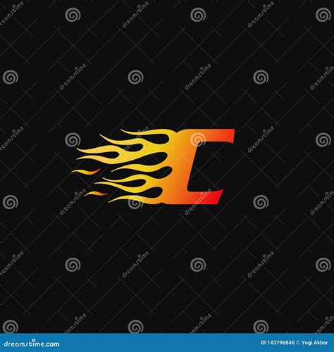 Letter C Burning Flame Logo Design Template Stock Vector Illustration