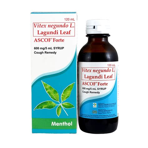 Ascof Forte Vitex Negundo L Lagundi Leaf 600mg5ml 120ml Syrup Menthol