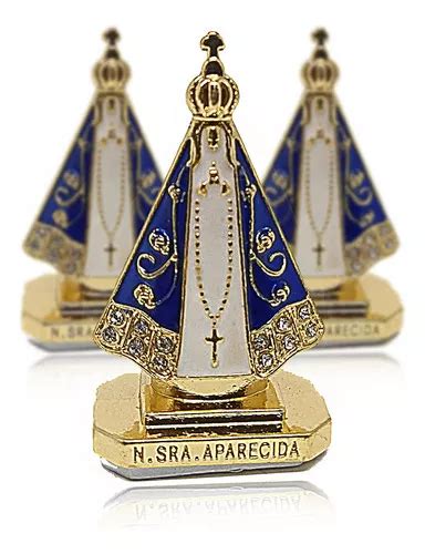 Kit 10 Nossa Senhora Aparecida Painel Carro Metal 5cm Cor Dourada