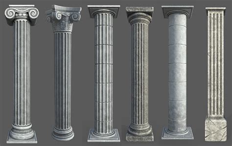 3D Model 9 Roman Columns VR AR Low Poly CGTrader