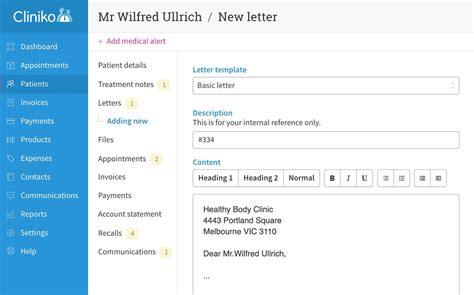 cliniko letter templates  allied health clinical professionals