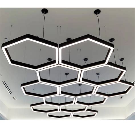 Modern Solid Hexagon Led Pendant Light Circle Chandelier For Breakfast