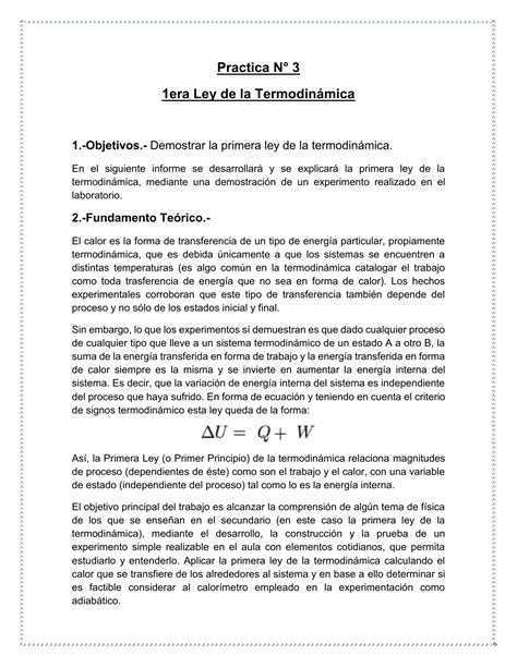 Informe 3 1era Ley Termodinamica