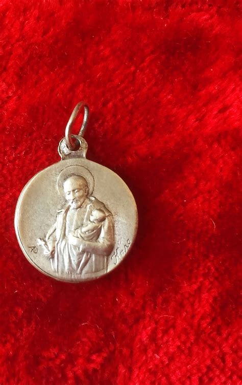 Antique French Virgin Mary Religious Medal And Saint … Gem