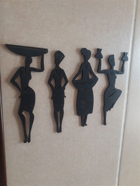 Set Of 4 African Women Wall Decoration Laser Cut Black MDF Etsy