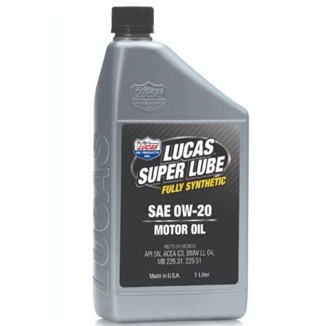 LUCAS Oil Super Lube Fully Synthetic SAE 0W 20 Hybrid Car Engine Oil