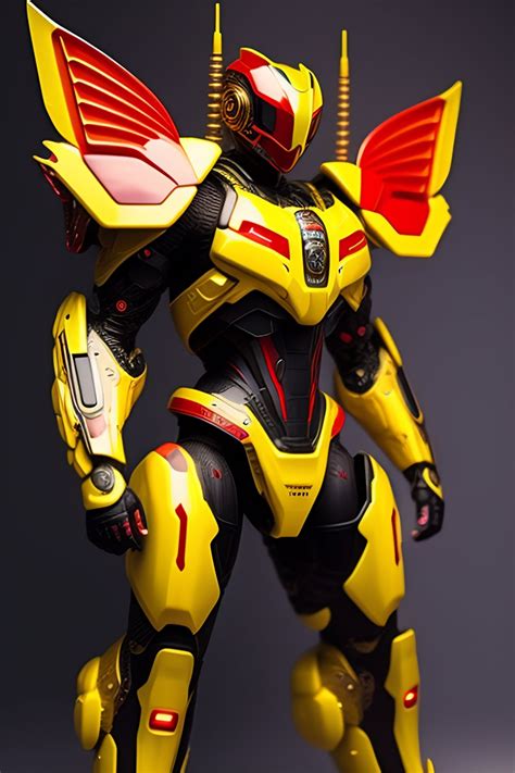 Lexica An Extremely Complex And Advanced Cyborg Male Yellow Red And White Grasshopper Armor