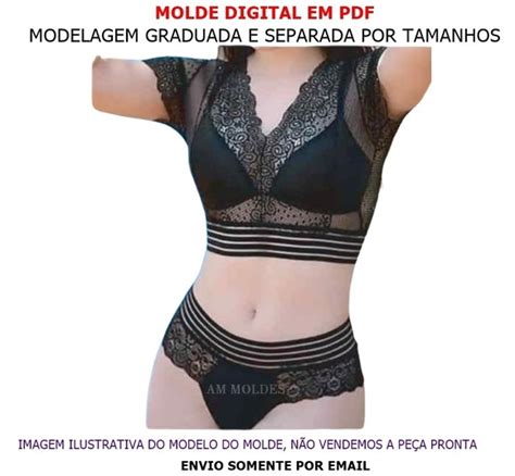 Molde Conjunto Lingerie Feminina Renda E Tule P A Plus Size
