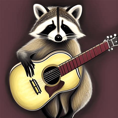 Raccoon Playing Guitar Creative Fabrica