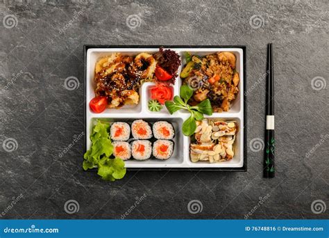 Bento Single Portion Takeout Or Home Packed Meal In Japanese Cuision