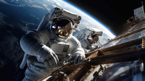 Group of Astronauts in Outer Space Stock Photo - Image of design ...