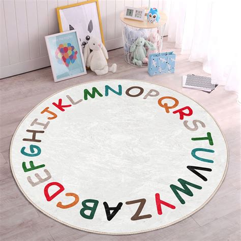 ABC Nursery Rugalphabet Playmat for Kids Roomclasroom Toddler Round Carpeteducational Non Slip ...