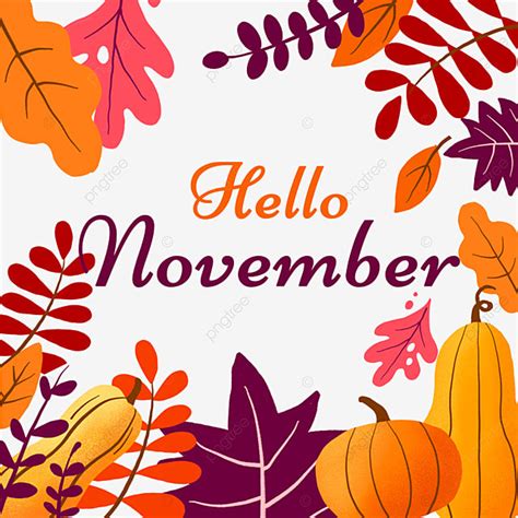 Hello November PNG Image, Hello November Cartoon Plant, Hello November ...