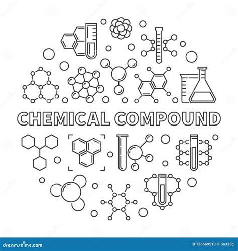 Chemical Compound Vector Round Outline Illustration Stock Vector Illustration Of Atom Glass