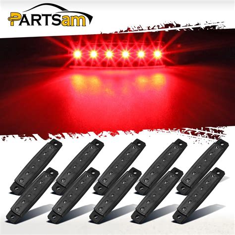 Partsam 10Pcs 3 8 Thin Red Led Side Marker Clearance Indicator Lights