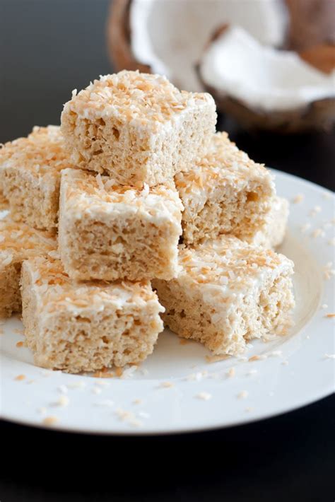 White Chocolate Coconut Rice Krispie Treats - Cooking Classy