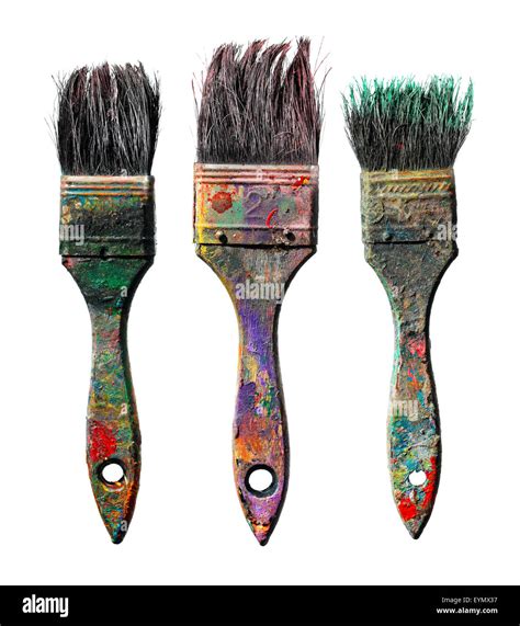 Old Dirty Paint Brushes Isolated On White Stock Photo Alamy