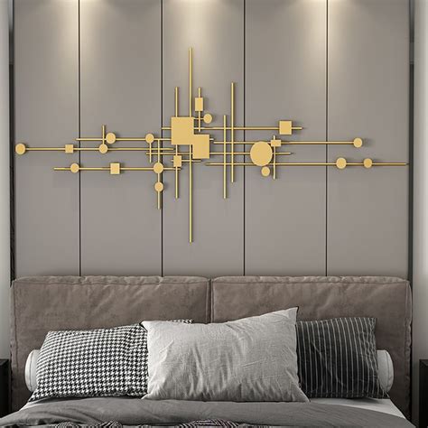 Luxury D Gold Geometric Patterns Metal Wall Decor With Overlapping